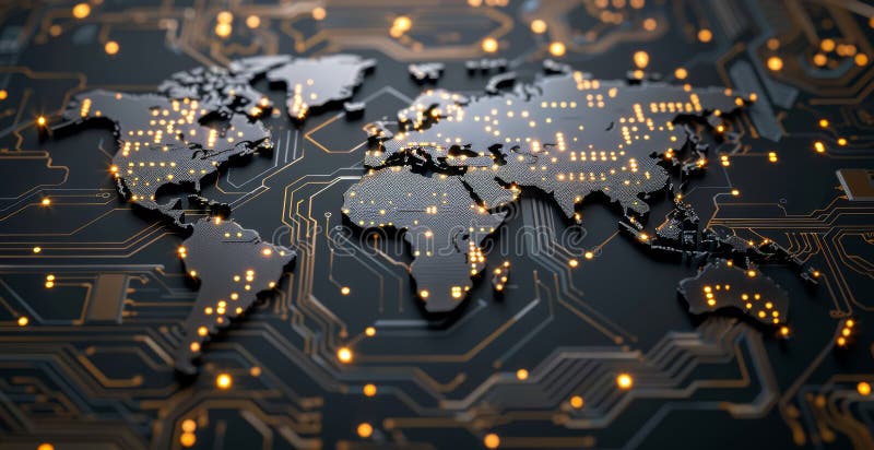 Carte du monde numérique avec connexions à carte. illustration du réseau mondial de technologies et de données photographie stock libre de droits