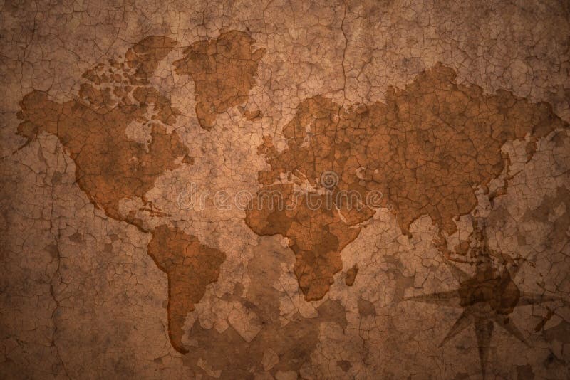 Carte du monde sur un vieux fond de papier de vintage image libre de droits Carte du monde sur un vieux fond de papier de vintage image libre de droits