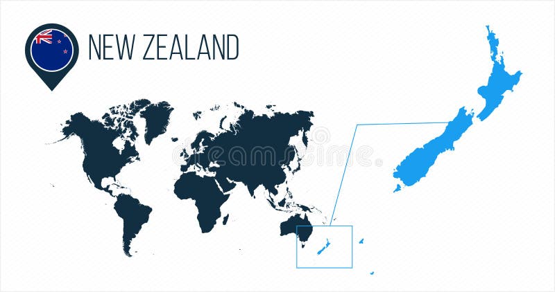 Carte Du Nouvelle Zélande Sur Une Carte Du Monde Avec L