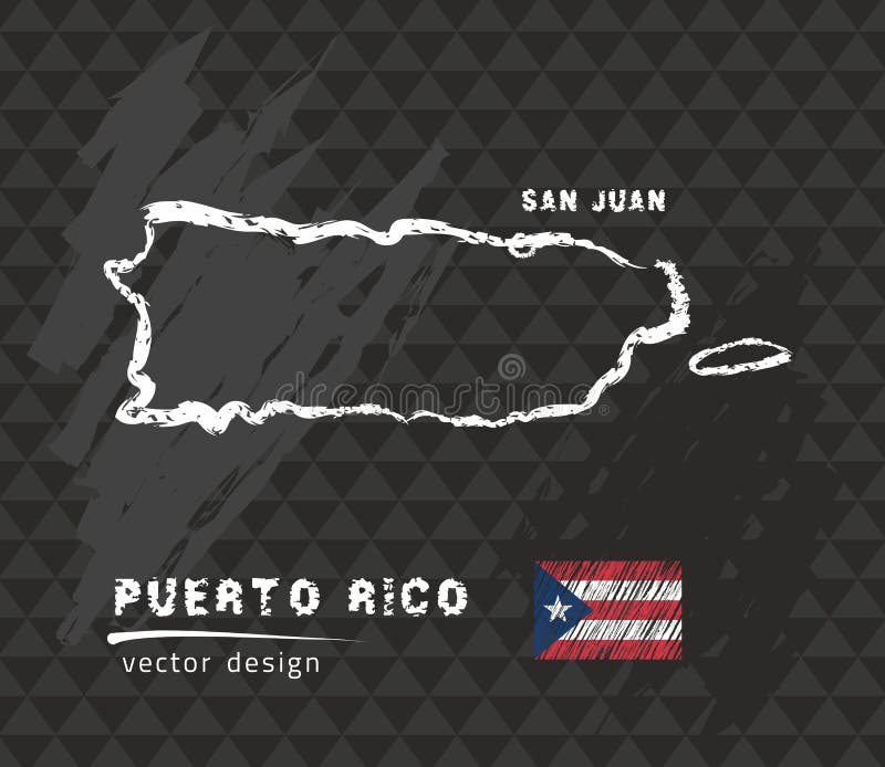 Carte du Porto Rico, dessin de stylo de vecteur sur le fond noir illustration stock Carte du Porto Rico, dessin de stylo de vecteur sur le fond noir illustration stock