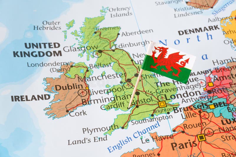 Carte du Royaume-Uni, drapeau du Pays de Galles, concept de brexit images stock Carte du Royaume-Uni, drapeau du Pays de Galles, concept de brexit images stock