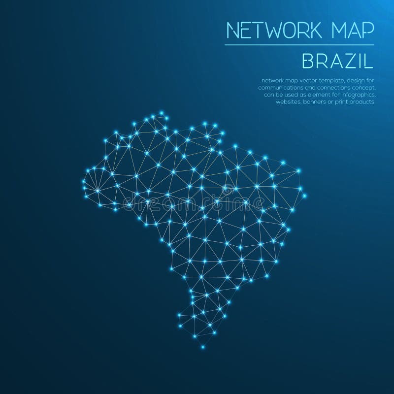 Brazil network map. Abstract polygonal map design. Internet connections vector illustration. Brazil network map. Abstract polygonal map design. Internet connections vector illustration.