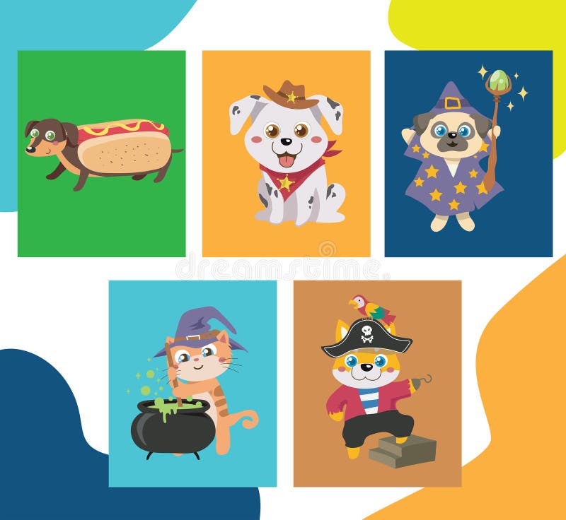Carte flashcard halloween avec animaux mignons. prêt à imprimer.