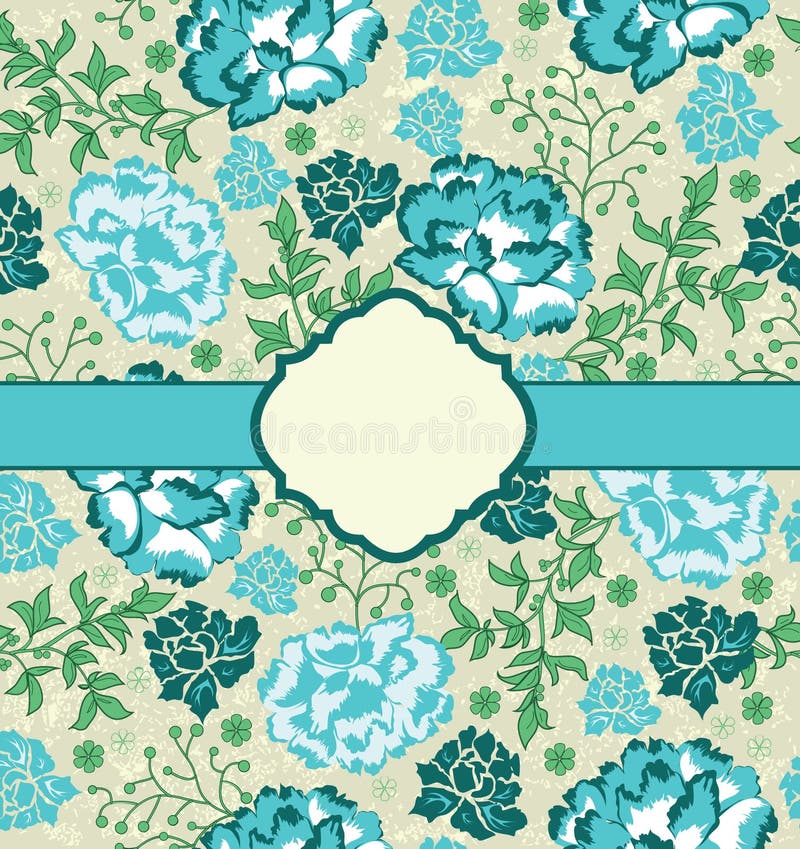 Carte florale bleue d'invitation de cru illustration libre de droits Carte florale bleue d'invitation de cru illustration libre de droits