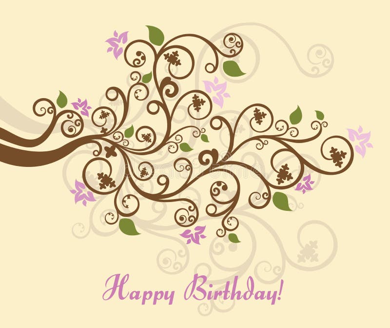 Carte Florale De Joyeux Anniversaire Illustration De Vecteur Illustration Du Couleur Nature