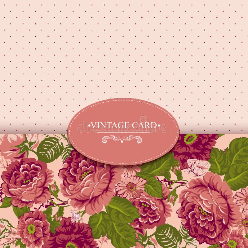 Carte florale de vintage d'élégance avec des roses illustration stock Carte florale de vintage d'élégance avec des roses illustration stock