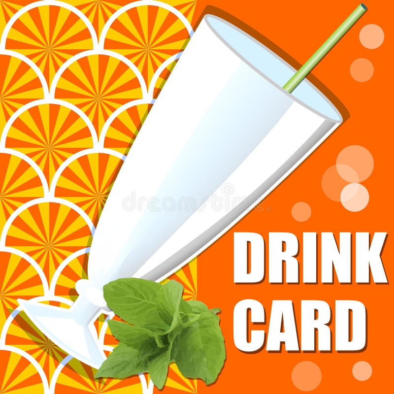 Carte fraîche de boissons de jus d'orange avec le verre et le brin de la menthe illustration libre de droits Carte fraîche de boissons de jus d'orange avec le verre et le brin de la menthe illustration libre de droits
