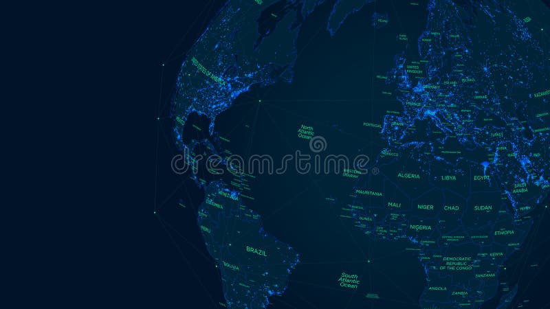 Carte futuriste du monde de réseau global de la science fiction, illustration de vecteur illustration de vecteur Carte futuriste du monde de réseau global de la science fiction, illustration de vecteur illustration de vecteur