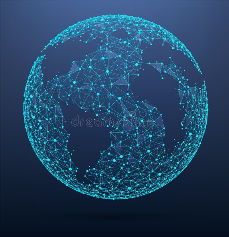 Carte globale du monde de connexions réseau se composant des points et des lignes