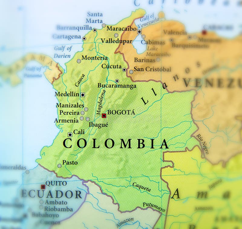 Carte Géographique Des Pays De Colombie Avec Les Villes Importantes