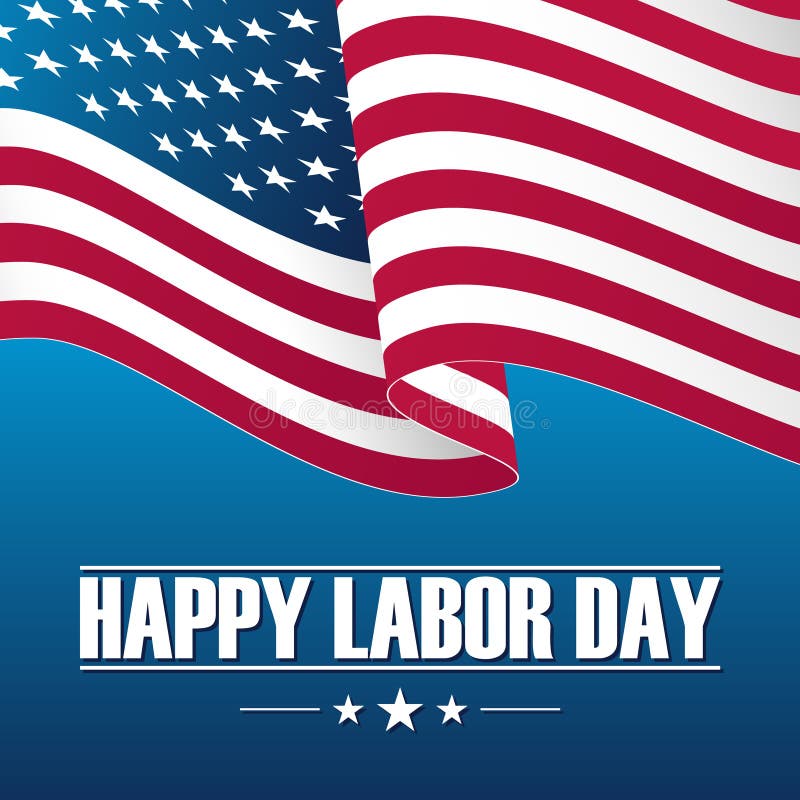 Carte heureuse de célébration de Fête du travail avec onduler le drapeau national des Etats-Unis illustration libre de droits Carte heureuse de célébration de Fête du travail avec onduler le drapeau national des Etats-Unis illustration libre de droits