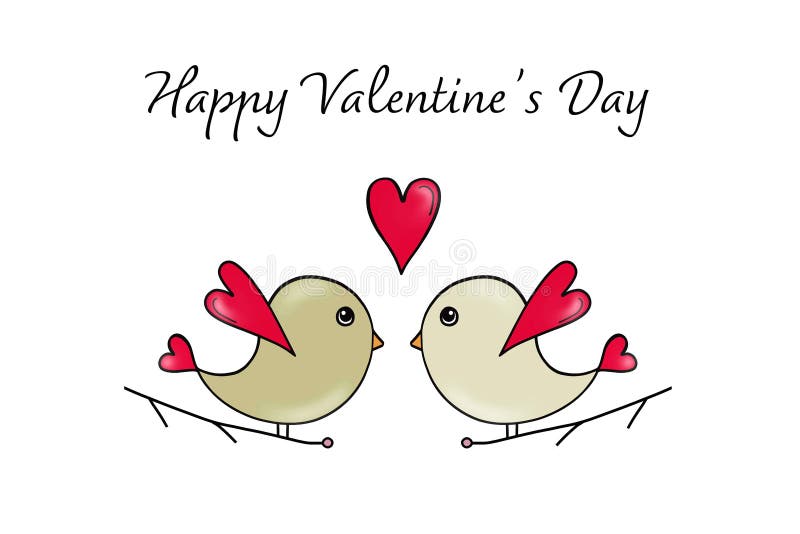 Carte heureuse de jour de valentines avec des oiseaux d'amour illustration libre de droits Carte heureuse de jour de valentines avec des oiseaux d'amour illustration libre de droits