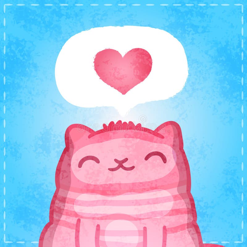 Carte heureuse de valentines. Chat mignon avec le coeur. illustration stock Carte heureuse de valentines. Chat mignon avec le coeur. illustration stock