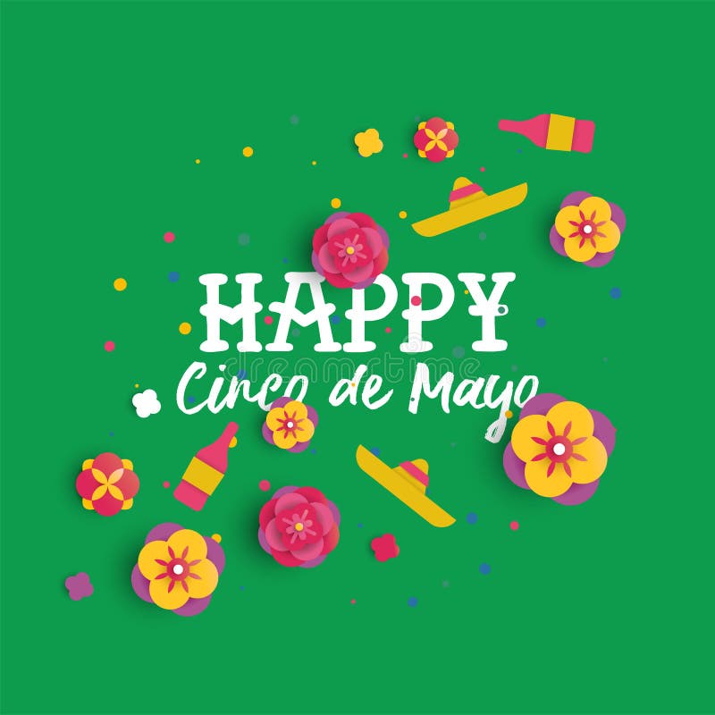 Carte mexicană de flori fericită cinco de mayo vector illustration