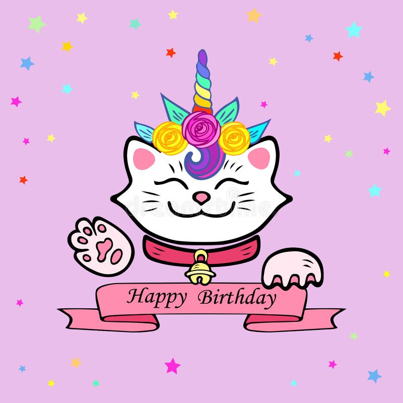 Carte Mignonne De Joyeux Anniversaire Avec Le Chat Et Le Diademe De Licorne Illustration Stock Illustration Du Fille Minou Carte Mignonne De Joyeux Anniversaire Avec Le Chat Et Le Diademe De Licorne Illustration Stock Illustration Du Fille Minou