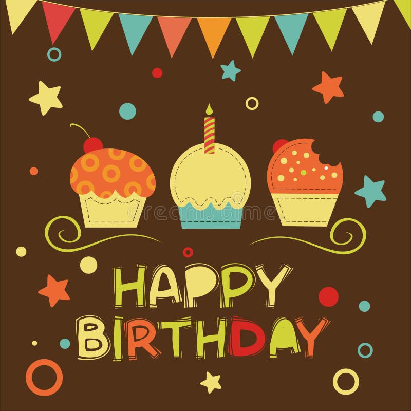 Joyeux Anniversaire Mignon Illustration De Vecteur Illustration Du Cupcake Joyeux Anniversaire Mignon Illustration De Vecteur Illustration Du Cupcake