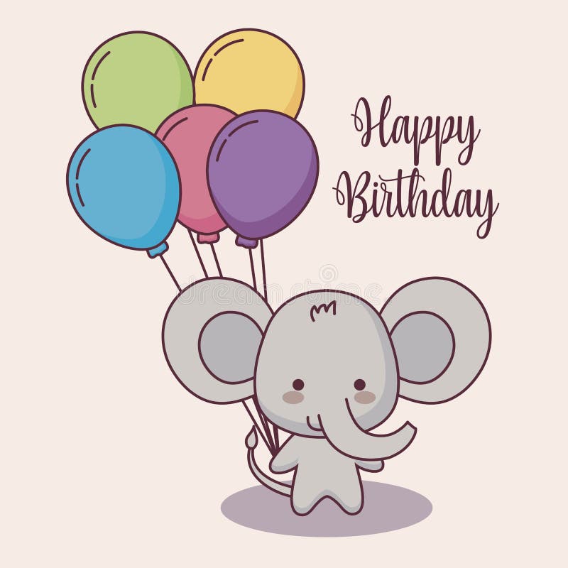 mignon petit éléphant joyeux anniversaire 4 ans 19520163 Art vectoriel chez  Vecteezy