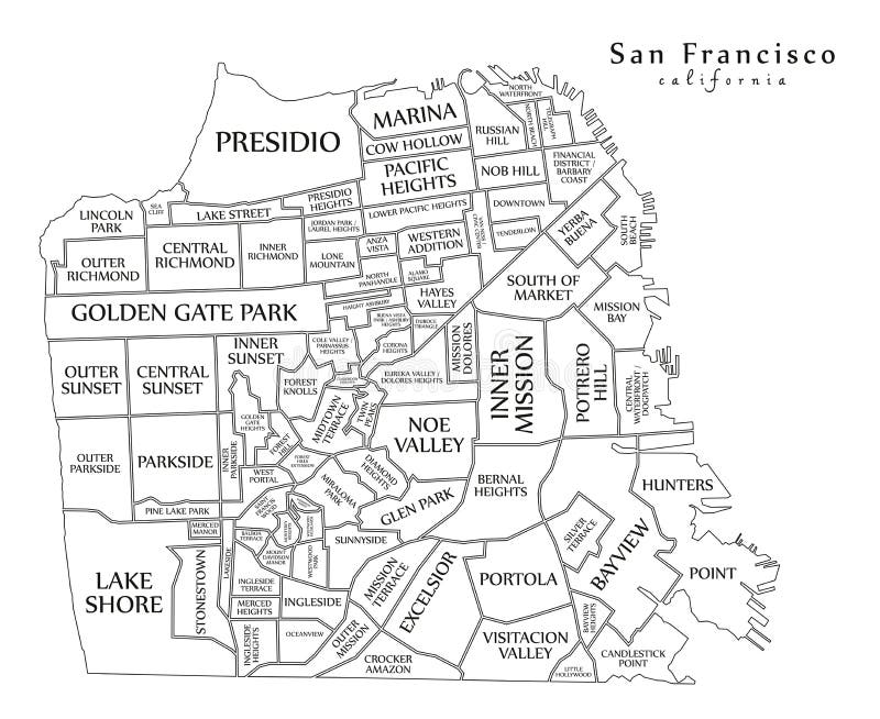 Carte moderne - ville de San Francisco des Etats-Unis illustration stock Carte moderne - ville de San Francisco des Etats-Unis illustration stock