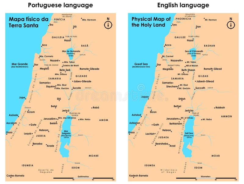 Carte Physique De La Terre Sainte Illustration de Vecteur