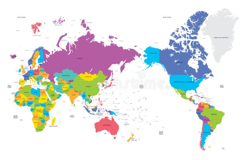 Carte Politique Colorée Du Monde Avec De Grandes Villes