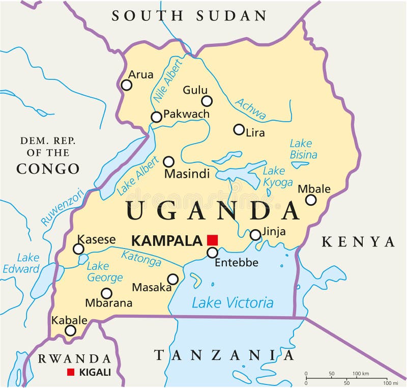 Carte Politique De L'Ouganda Illustration de Vecteur - Illustration du edward, soudan: 103226090