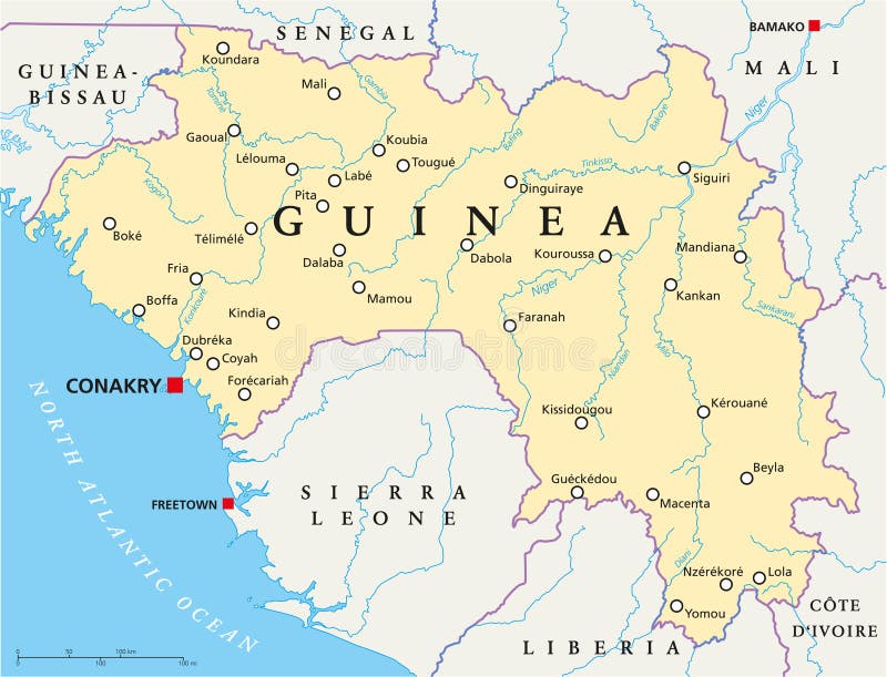Carte politique de la Guinée illustration de vecteur Carte politique de la Guinée illustration de vecteur