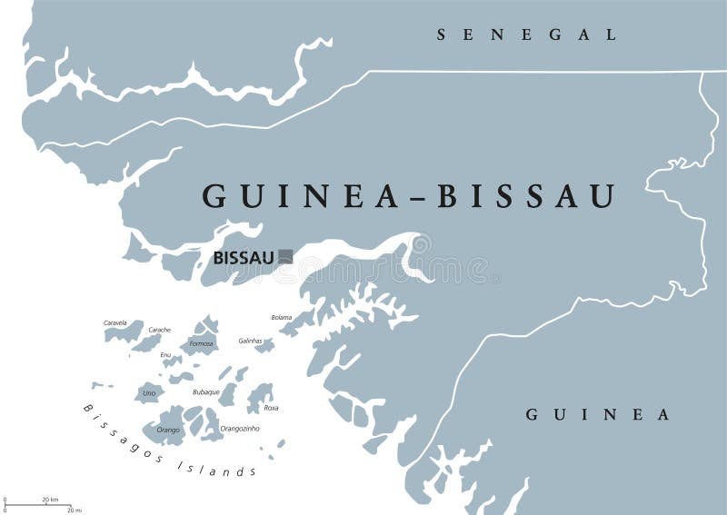 Carte politique de la Guinée-Bissau illustration stock Carte politique de la Guinée-Bissau illustration stock