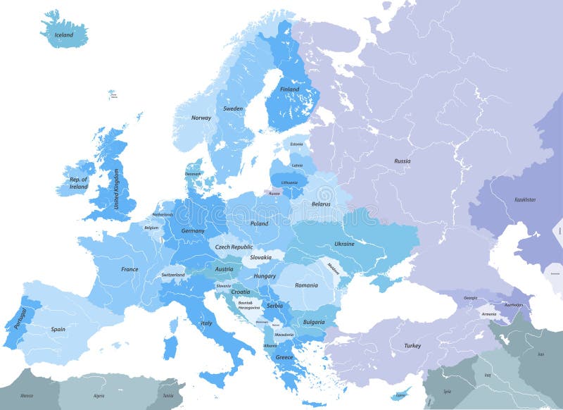 Carte Politique De Vecteur Détaillé élevé De Leurope Avec