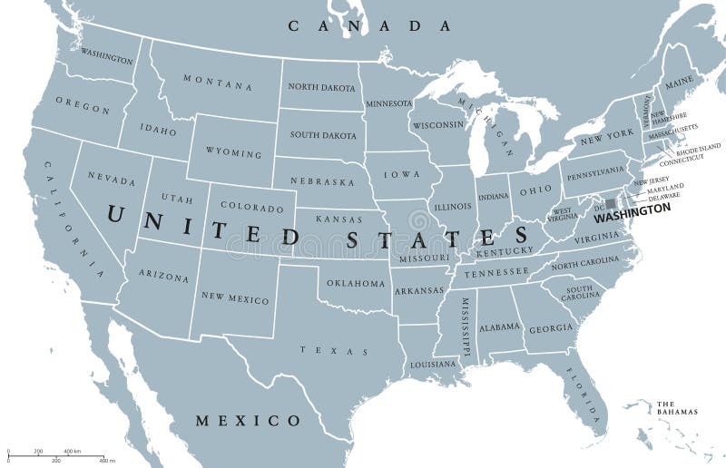 Carte Politique Des Etats-Unis Etats-Unis D'Amérique Illustration