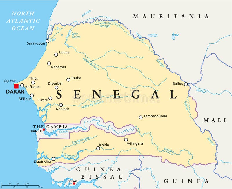 Carte politique du Sénégal illustration libre de droits Carte politique du Sénégal illustration libre de droits