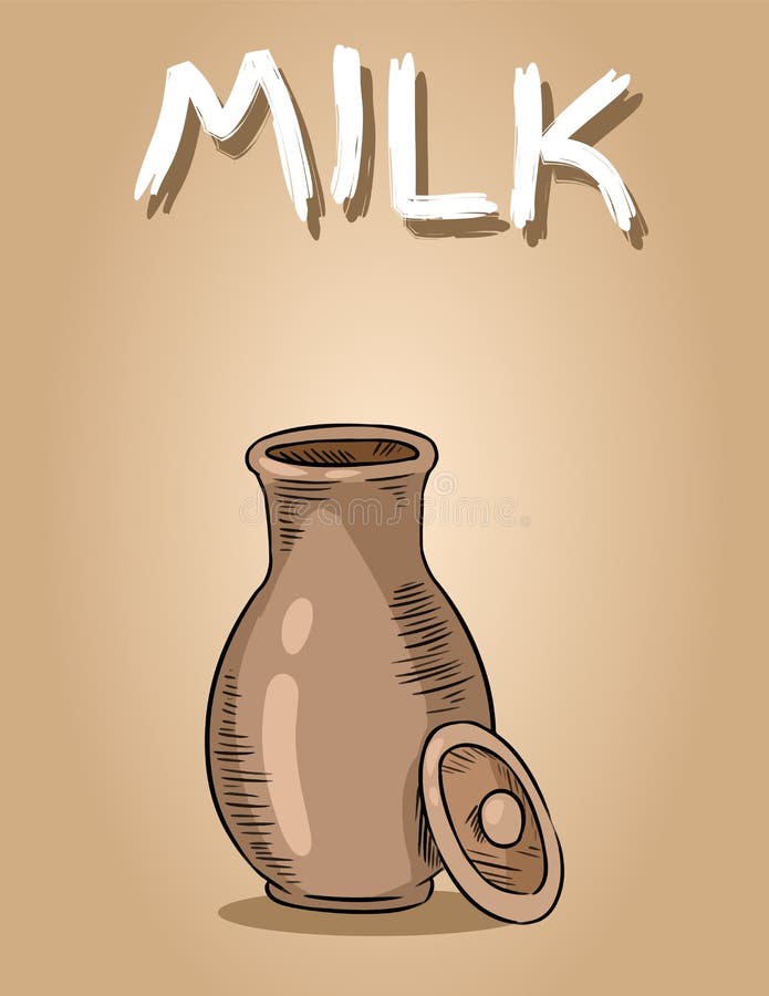 Carte postale en céramique de cruche de lait Illustration colorée de broc illustration stock Carte postale en céramique de cruche de lait Illustration colorée de broc illustration stock
