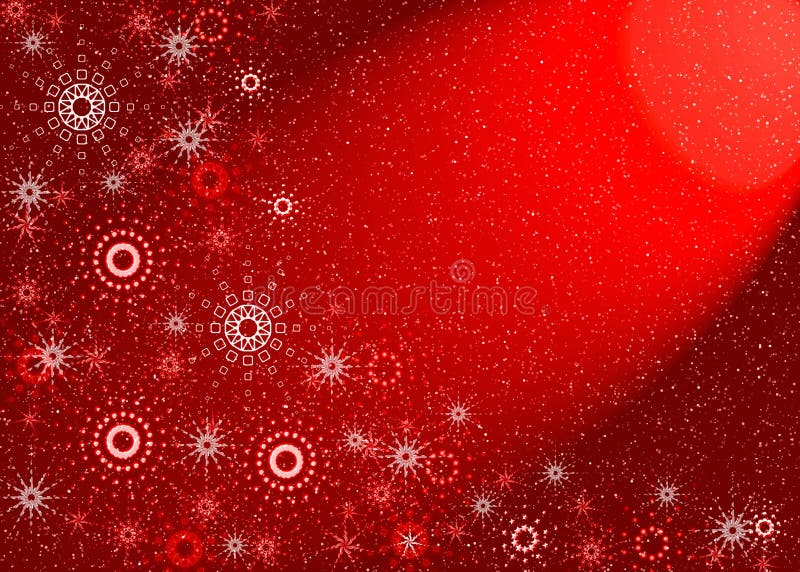 Christmas red background. Magic snowflakes. Christmas red background. Magic snowflakes