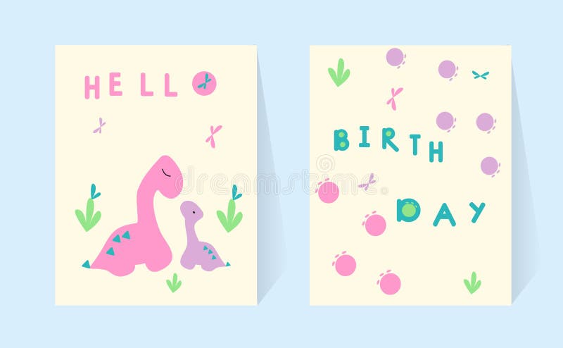 Carte stabilite mamma e bambino dinosaurs Saluto di buon compleanno Iscrizione del manifesto di scarabocchio disegnata a mano abb royalty illustrazione gratis Carte stabilite mamma e bambino dinosaurs Saluto di buon compleanno Iscrizione del manifesto di scarabocchio disegnata a mano abb royalty illustrazione gratis
