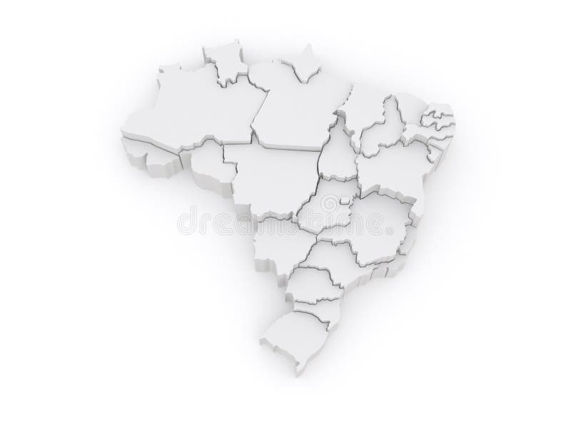 Three-dimensional map of Brazil. 3d. Three-dimensional map of Brazil. 3d