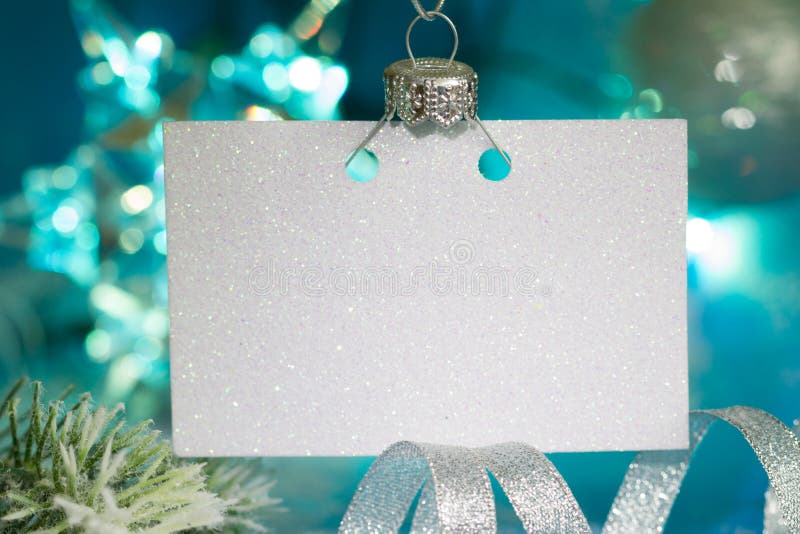 Carte vide de Noël et concept bleu argenté de fond d'abrégé sur décoration de nouvelle année photos stock Carte vide de Noël et concept bleu argenté de fond d'abrégé sur décoration de nouvelle année photos stock