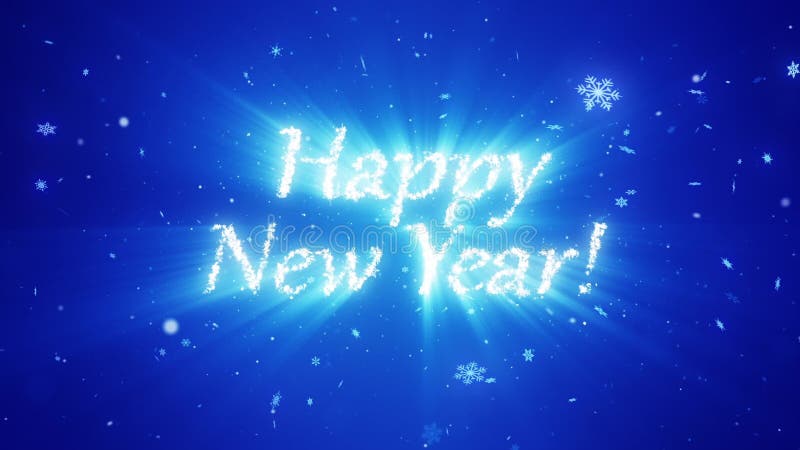 Carte vidéo Félicitations pour le Nouvel An Les flocons de neige décoratifs créent une inscription de félicitations La neige flot