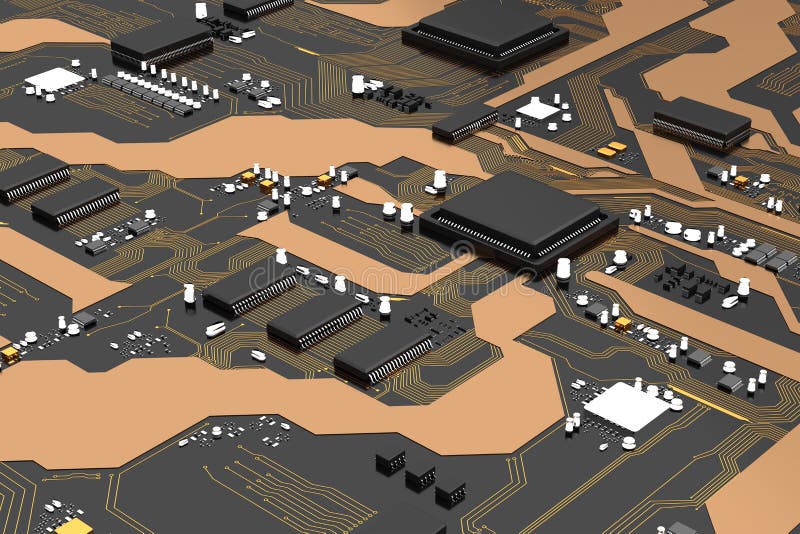 carte électronique de 3D Rendered avec l'ele de processeur de jeu de puces d'unité centrale de traitement illustration de vecteur carte électronique de 3D Rendered avec l'ele de processeur de jeu de puces d'unité centrale de traitement illustration de vecteur