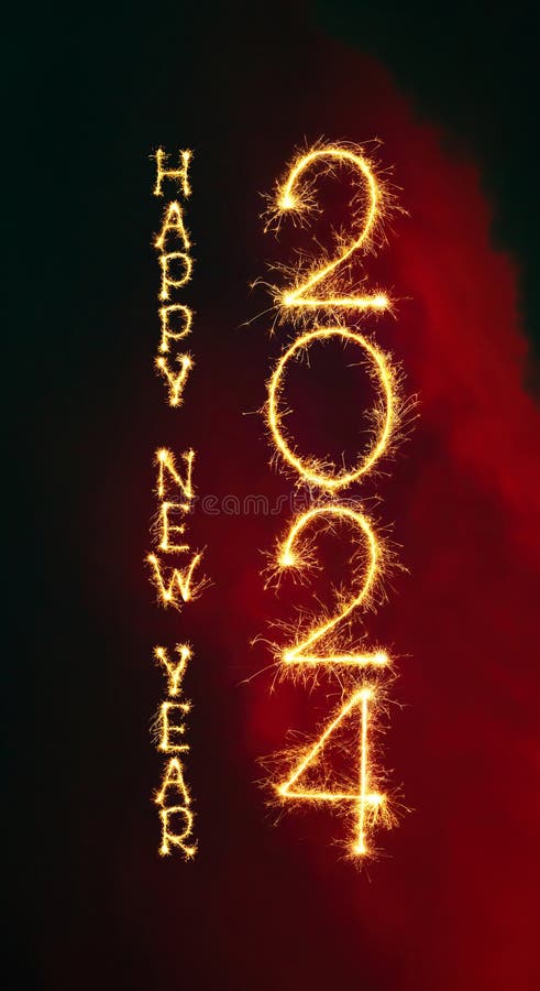 Cartel creativo vertical feliz año nuevo 2024 imagenes de archivo