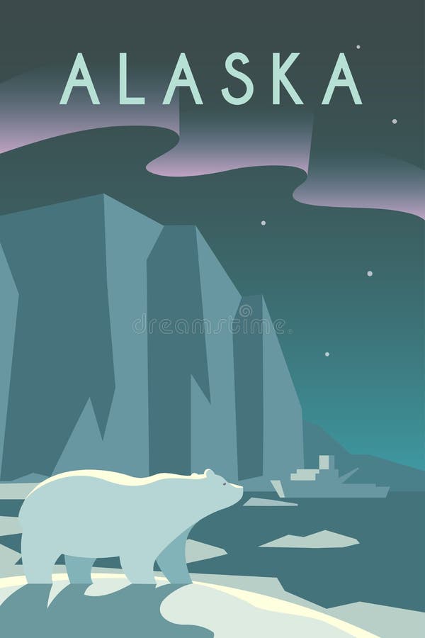 Cartel de Art Deco alaska stock de ilustración Cartel de Art Deco alaska stock de ilustración