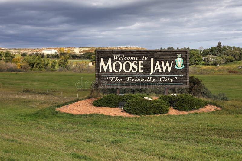 Cartel de bienvenida a Moose Jaw, Saskatchewan, Canadá