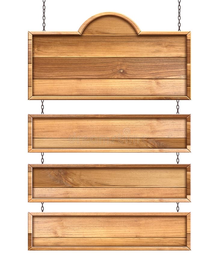 Cartel de madera colgando de la cadena aislada sobre fondo blanco stock de ilustración Cartel de madera colgando de la cadena aislada sobre fondo blanco stock de ilustración