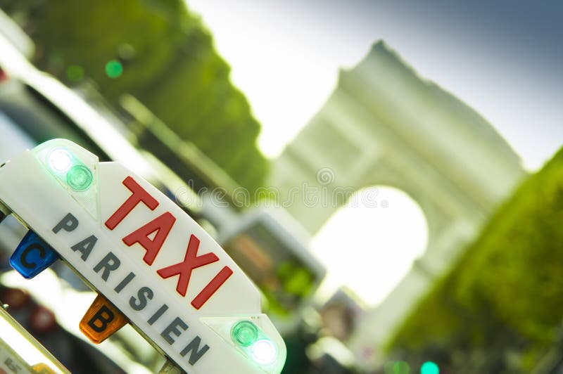 Cartel de taxi en París fotografía de archivo Cartel de taxi en París fotografía de archivo