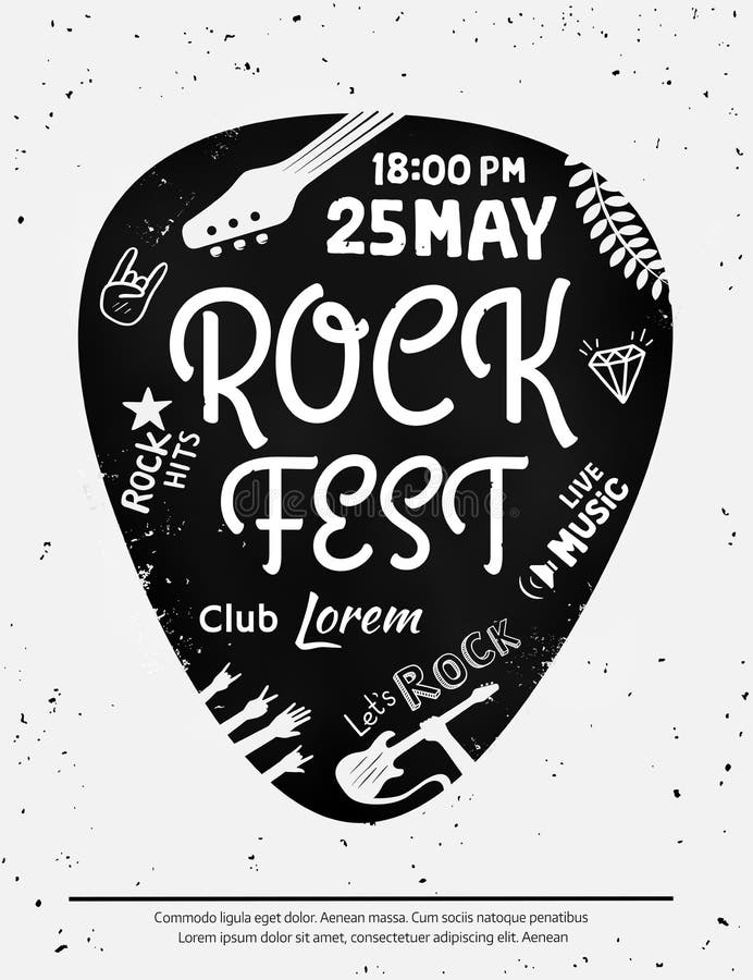 Cartel del festival de la roca del vintage con los iconos del rock-and-roll en fondo del grunge Formato del vector stock de ilustración Cartel del festival de la roca del vintage con los iconos del rock-and-roll en fondo del grunge Formato del vector stock de ilustración
