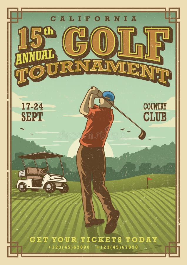 Cartel del golf del vintage ilustración del vector Cartel del golf del vintage ilustración del vector