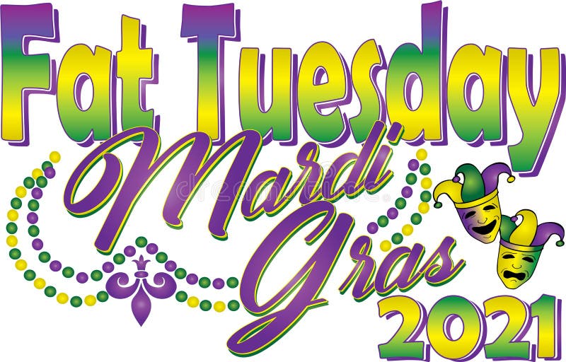 Fat Tuesday Elegant Mardi Gras Banner 2021 with beads. Fat Tuesday Elegant Mardi Gras Banner 2021 with beads