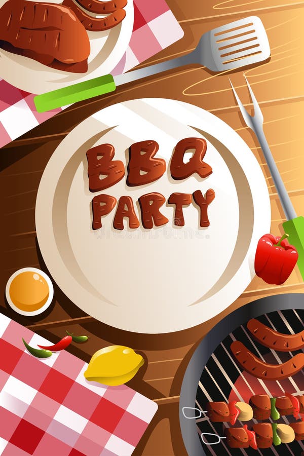 Cartel del partido de la barbacoa stock de ilustración Cartel del partido de la barbacoa stock de ilustración