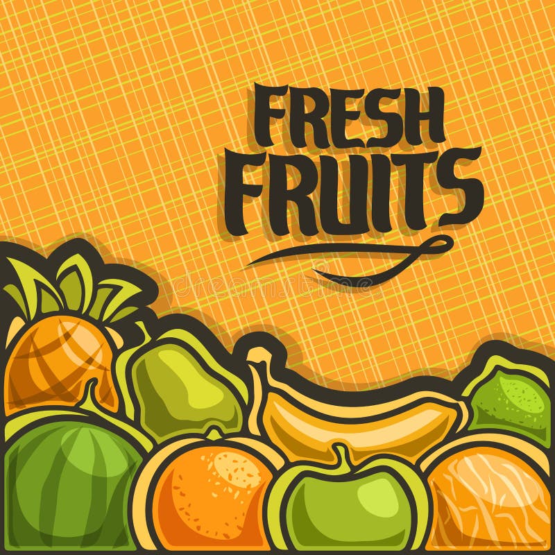 Cartel del vector para las frutas frescas del sistema ilustración del vector Cartel del vector para las frutas frescas del sistema ilustración del vector