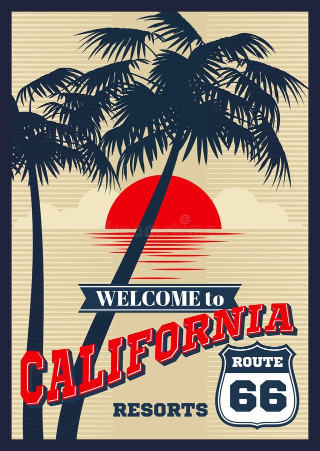Cartel del verano del vector de California del vintage, impresión retra de la camiseta stock de ilustración Cartel del verano del vector de California del vintage, impresión retra de la camiseta stock de ilustración