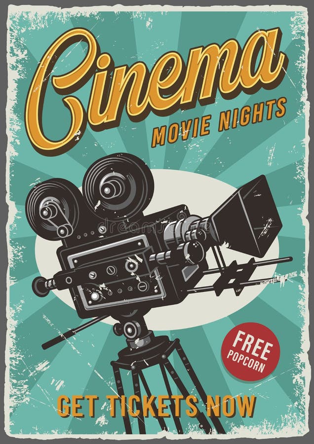 Cartel Del Cine Del Vintage Ilustración del Vector Ilustración de