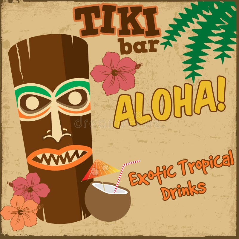Cartel del vintage de la barra de Tiki libre illustration Cartel del vintage de la barra de Tiki libre illustration